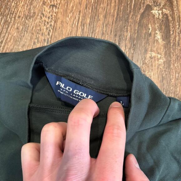 Polo Golf Ralph Lauren Long Sleeve Pullover Mock Neck 100% Pima Active Shirt SzL - Picture 2 of 8